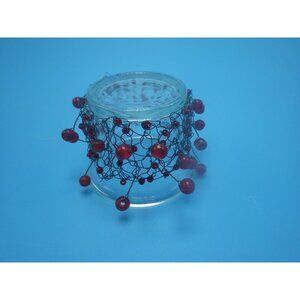 Red Bead Votive Candle Wrap Beaded wire